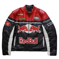 Vintage Red Bull Leather Racing Moto Jacket 90s USA - Retro Style