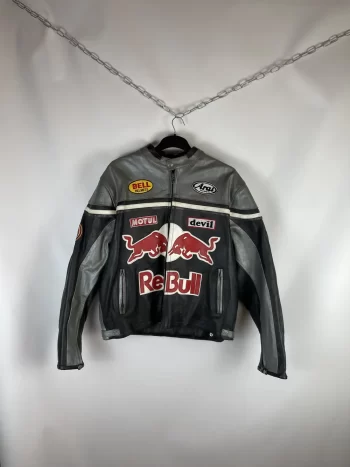 Vintage Red Bull Leather Jacket Streetwear - Iconic 90s Racing Style with Modern Edge - Image 6