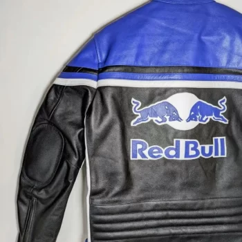 Men’s Café Racer Black & Blue Bull Racing Leather Motorcycle Jacket - Image 5