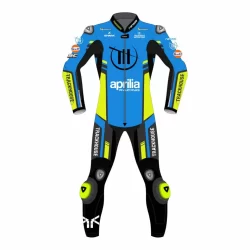 Aprilia Racing MotoGP Leather Suit - Blue, Black & Neon Yellow