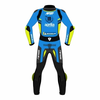 Aprilia Racing MotoGP Leather Suit - Blue, Black & Neon Yellow - Image 2