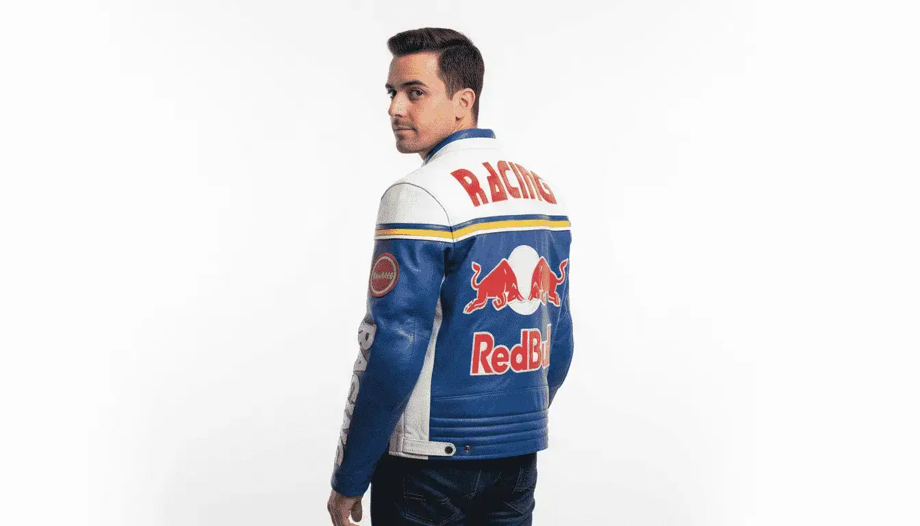 red bull f1 leather jacket back view