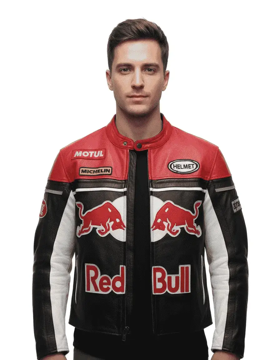 Vintage RedBull Leather Race Moto Jacket 90s USA - Retro Style