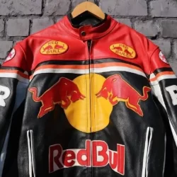 Red Bull F1 Racing Leather Jacket – Vintage 90s Formula One Style