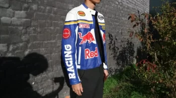 Vintage Red Bull Racing Leather Jacket – 90s Formula One Style - Image 4