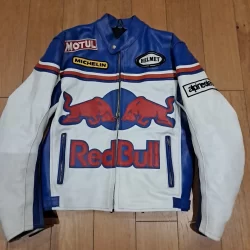 Red Bull Alpinestars Motorbike Jacket – Medium, Vintage 90s Racing Style, Genuine Leather