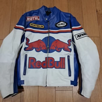 Red Bull Alpinestars Motorbike Jacket – Medium, Vintage 90s Racing Style, Genuine Leather