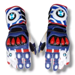 BMW Motorcycle Gloves – Motorbike Racing Leather Gloves for Biking and Riding