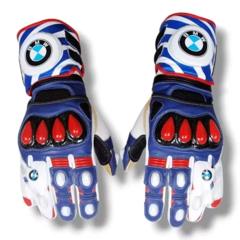 BMW Motorcycle Gloves – Motorbike Racing Leather Gloves for Biking and Riding