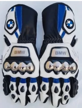 BMW Motorcycle Leather Racing Gloves – Motorbike Riding Gloves (All Sizes Available)