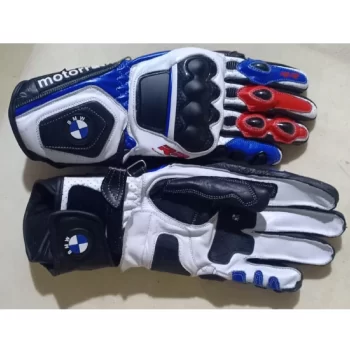 BMW Men's Motorcycle Motorbike Leather Gloves – Cowhide Leather Gloves for Bikers
