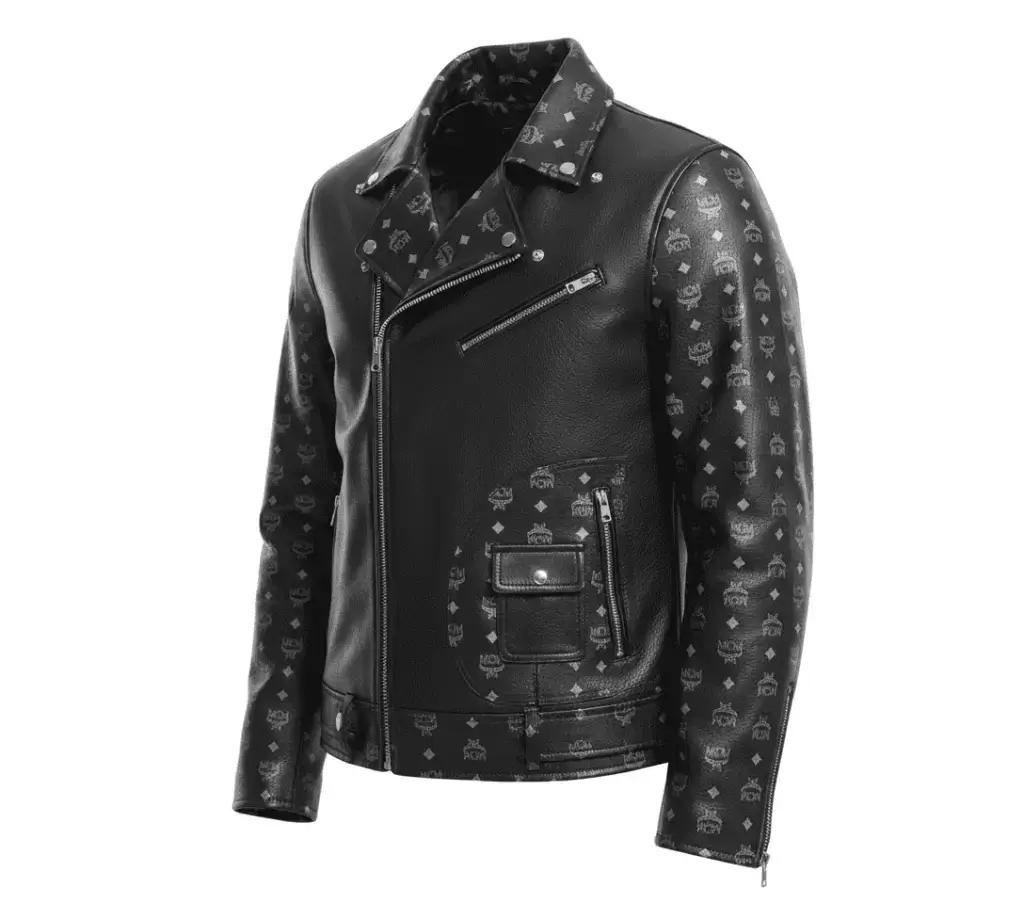 mcm black leather jacket