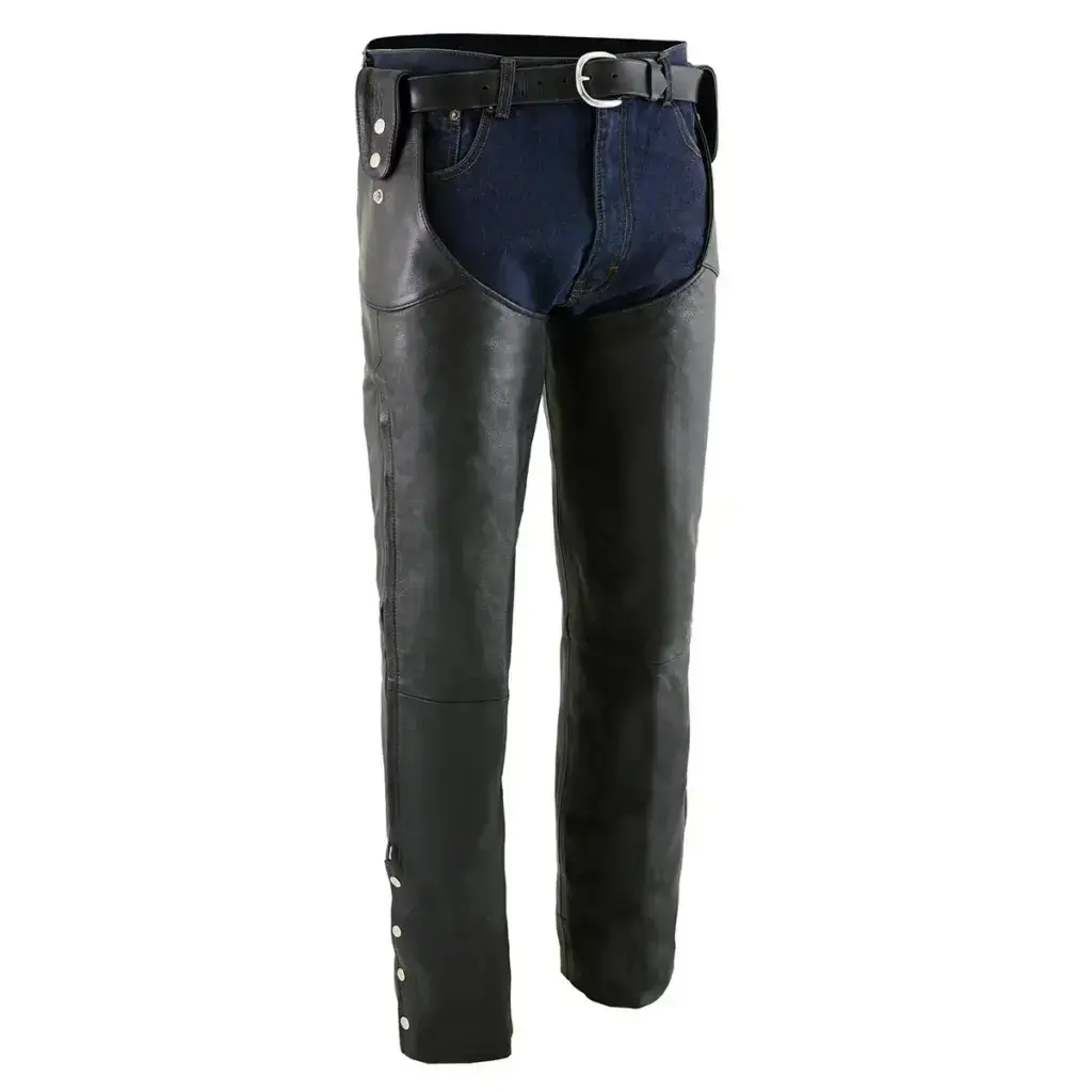 black leather chaps
