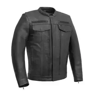 black leather motorcycle jacket