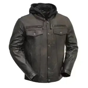 hooded leather motorcycle jacket