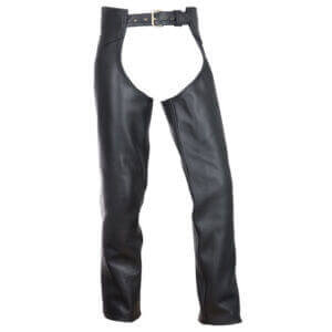 mens leather chaps front view
