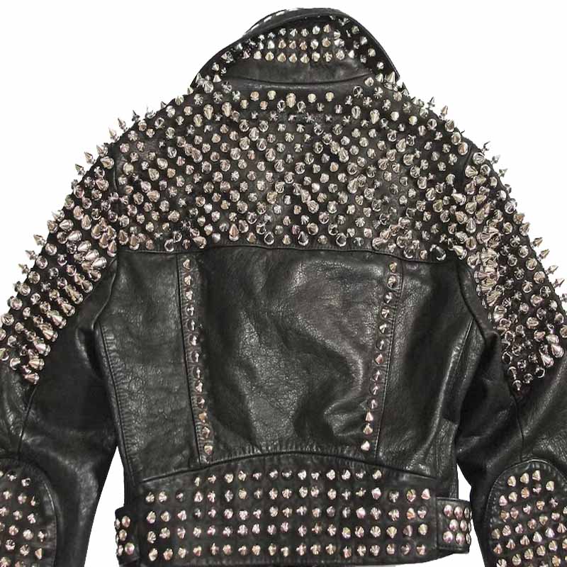 punk leather jacket back view