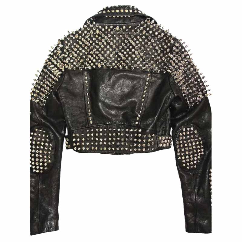 punk leather jacket full back view