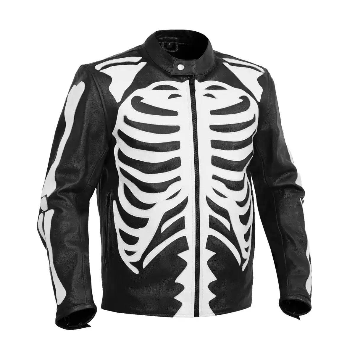 skeleton leather motorcycle jacket