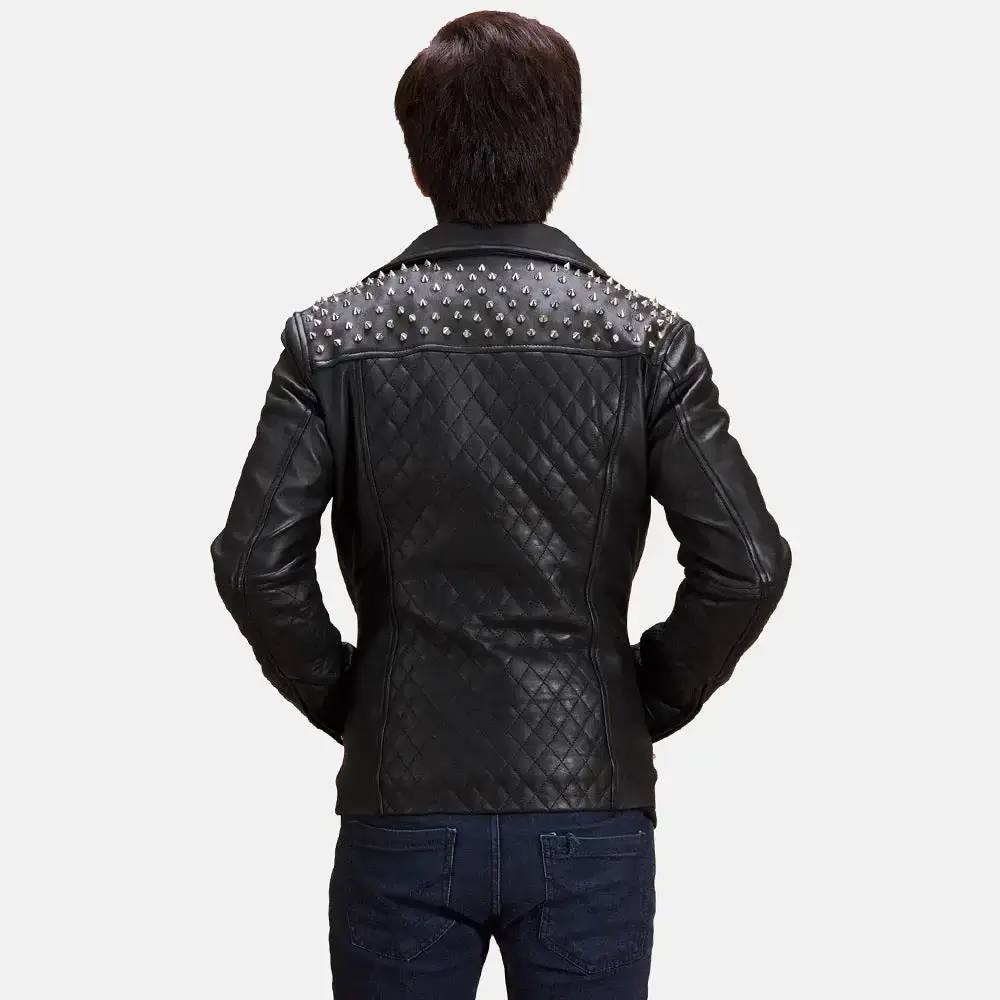studded leather jacket back view