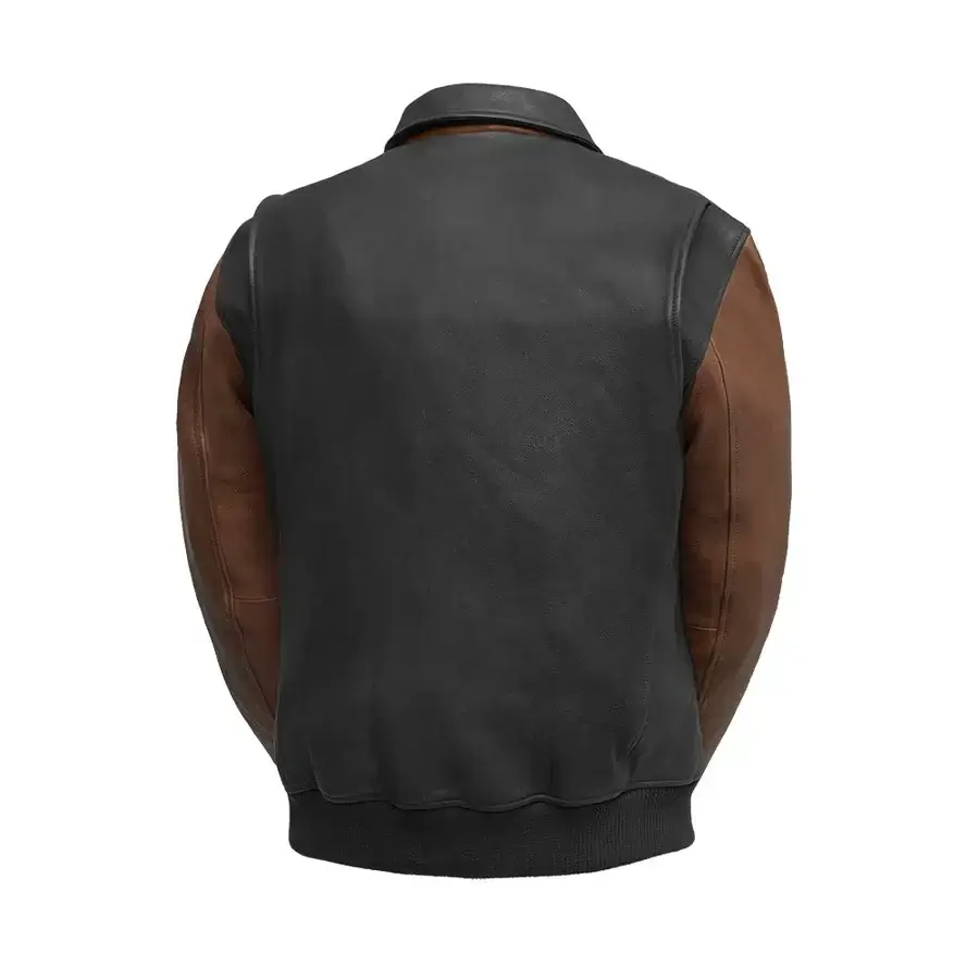 two tone moto bomber jacket back view