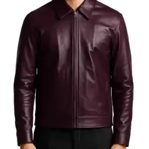 burgundy leather jacket