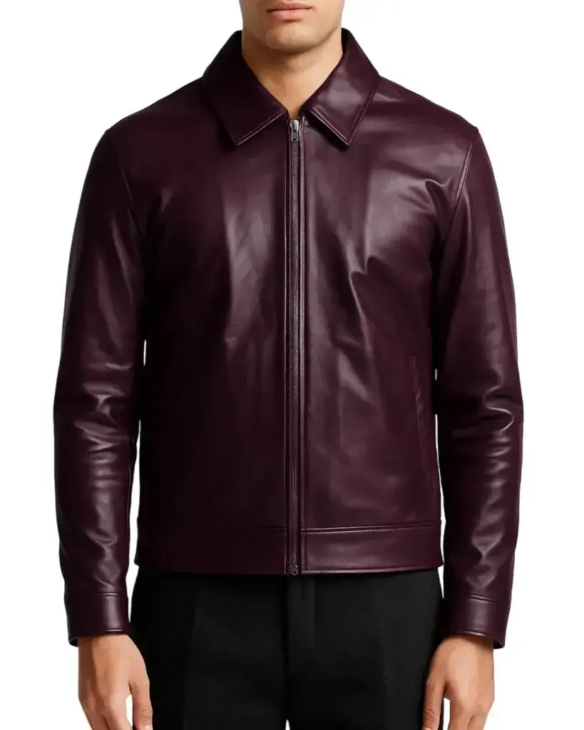 burgundy leather jacket