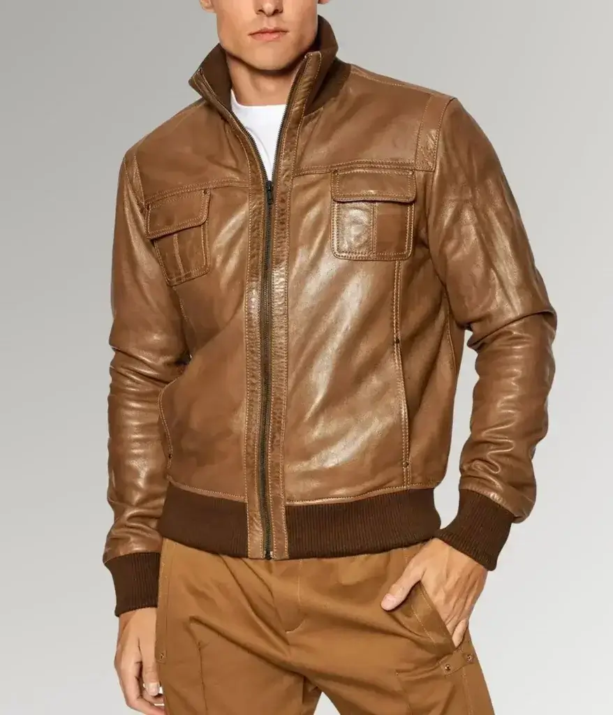 leather bomber jacket