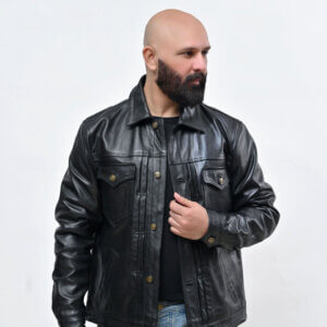 Men's Trucker Leather Jacket