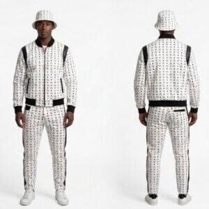 MCM White Leather Suit With Hat