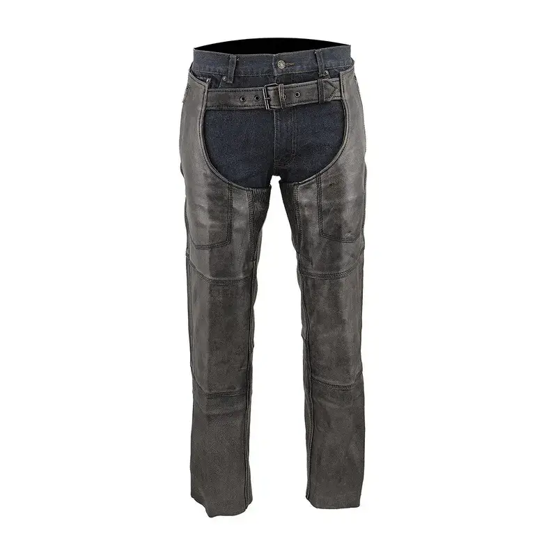 Distressed leather motorcycle chaps​ Front