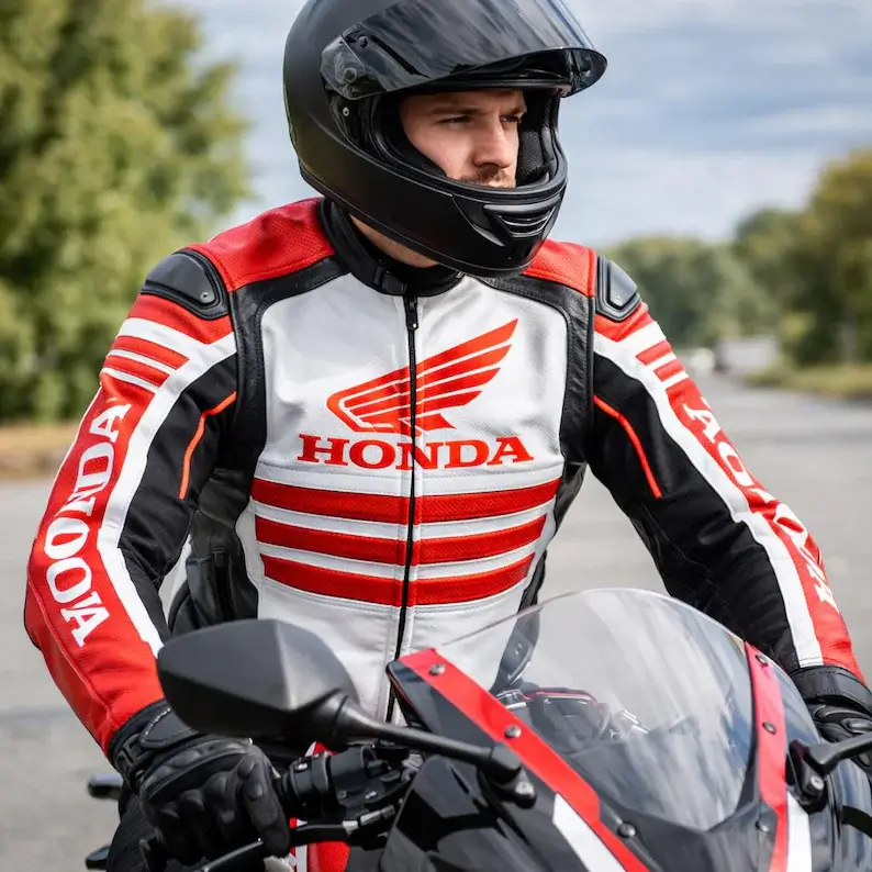 Leather Honda Racing Jacket Front