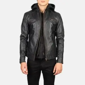 Casual Hooded Leather Jacket