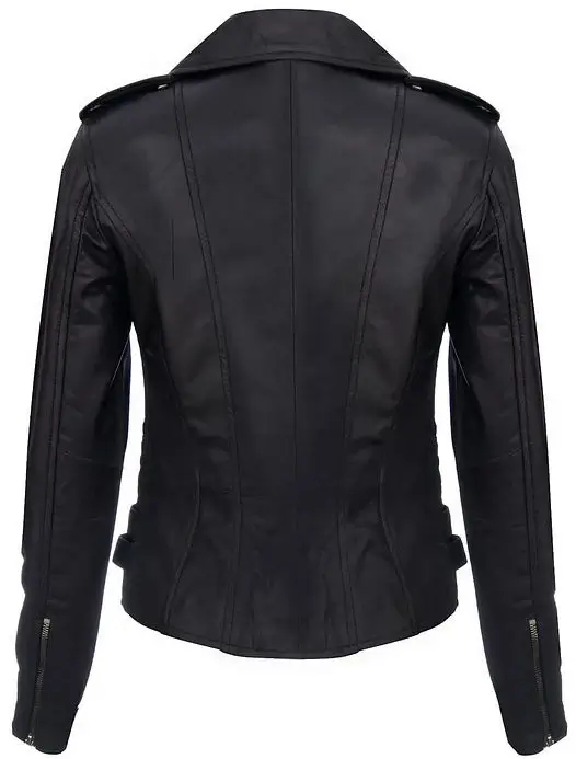 Classic Women's Biker Jacket Back Side View