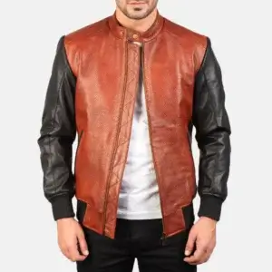 Distressed Leather Cafe Racer Jacket