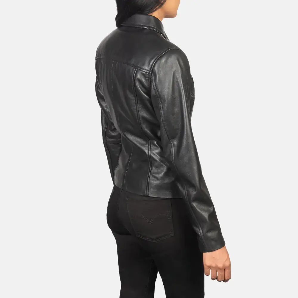 Fashion Women Biker Jacket Back Side View