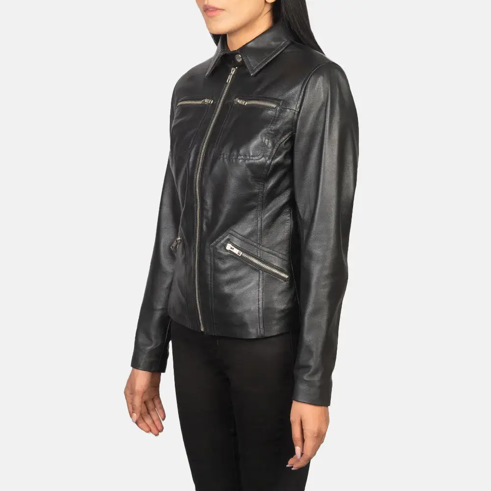 Fashion Women Biker Jacket Left Side View