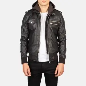 Hooded Biker Leather Jacket
