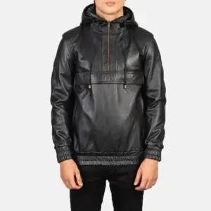Leather Jacket with Hood