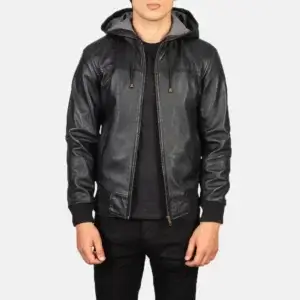 Men's Hooded Leather Jacket