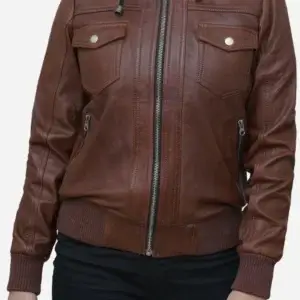 Plus Size Leather Jackets with Hood Front Side View