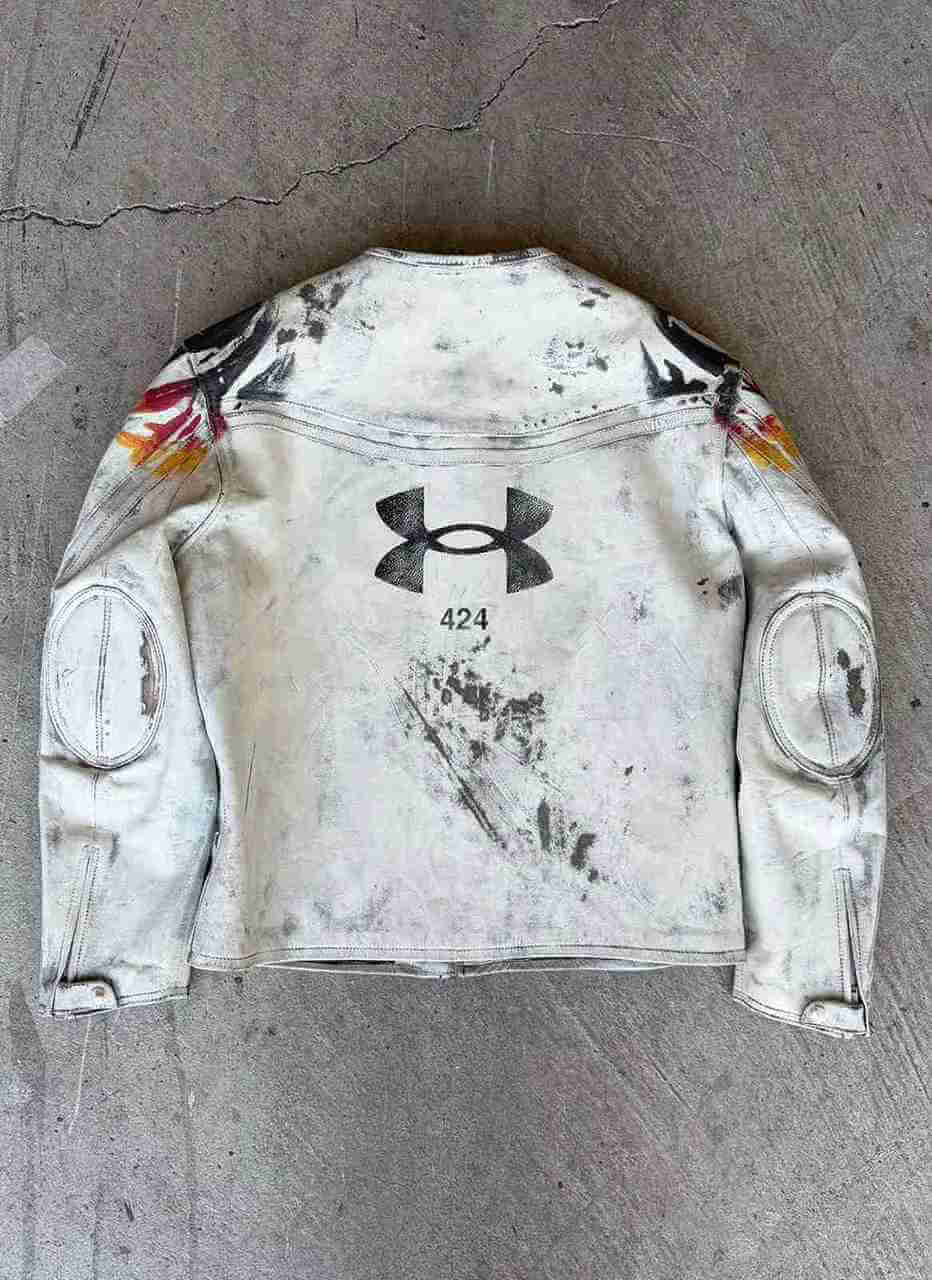 Under Armour x 424 Distressed Leatherjacket back view