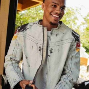 Under Armour x 424 Distressed Leather jacket model view