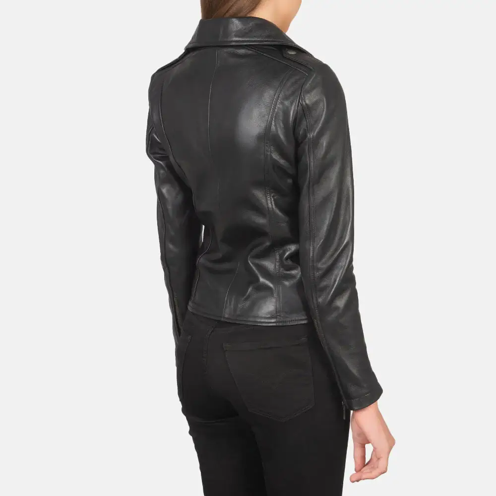 Women Moto Jacket Back Side View