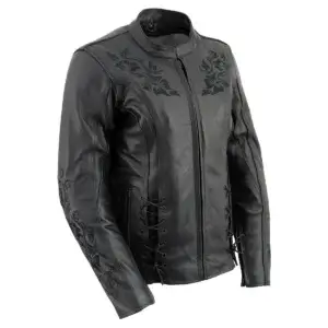 Women's Black Leather Motorcycle Jacket