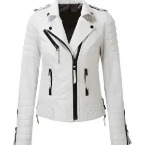 Women's White Biker Jacket