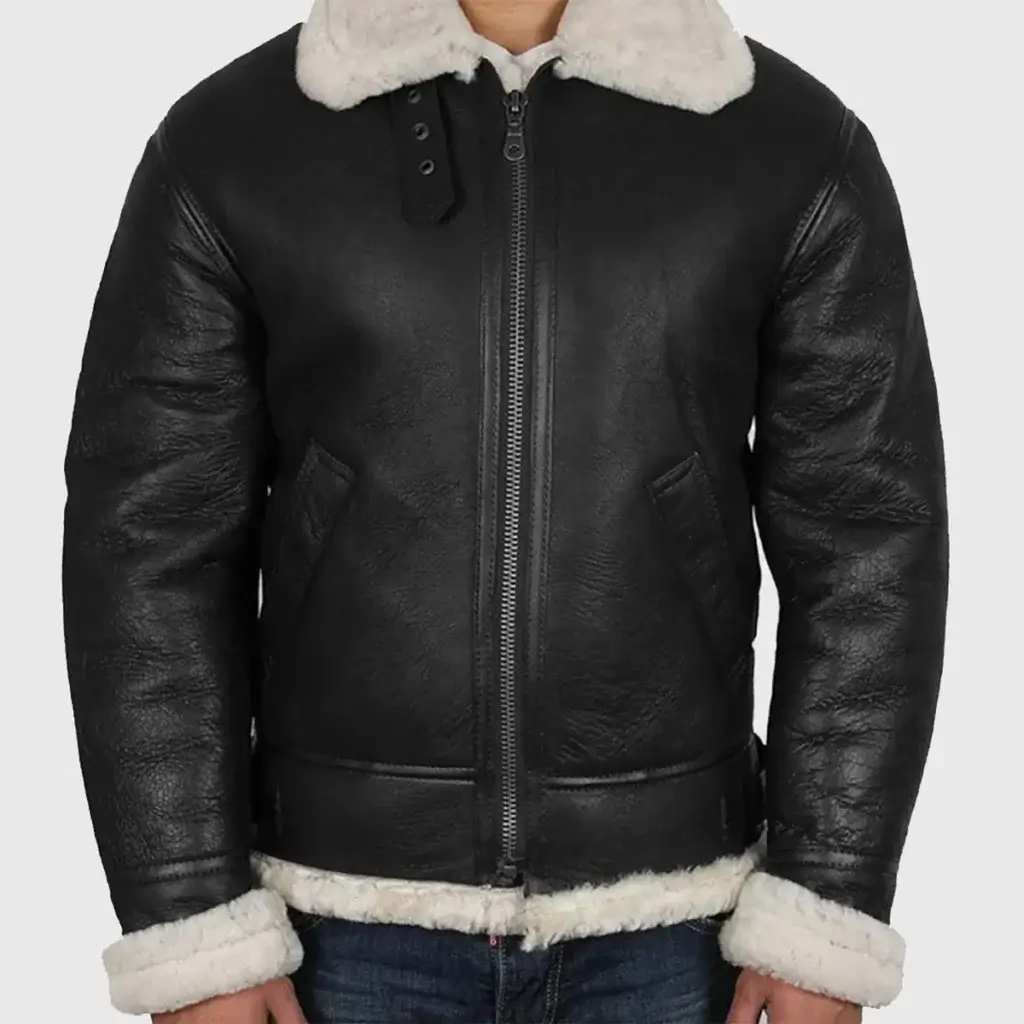 Black Leather Bomber Jacket
