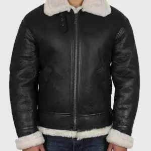 Black Leather Bomber Jacket