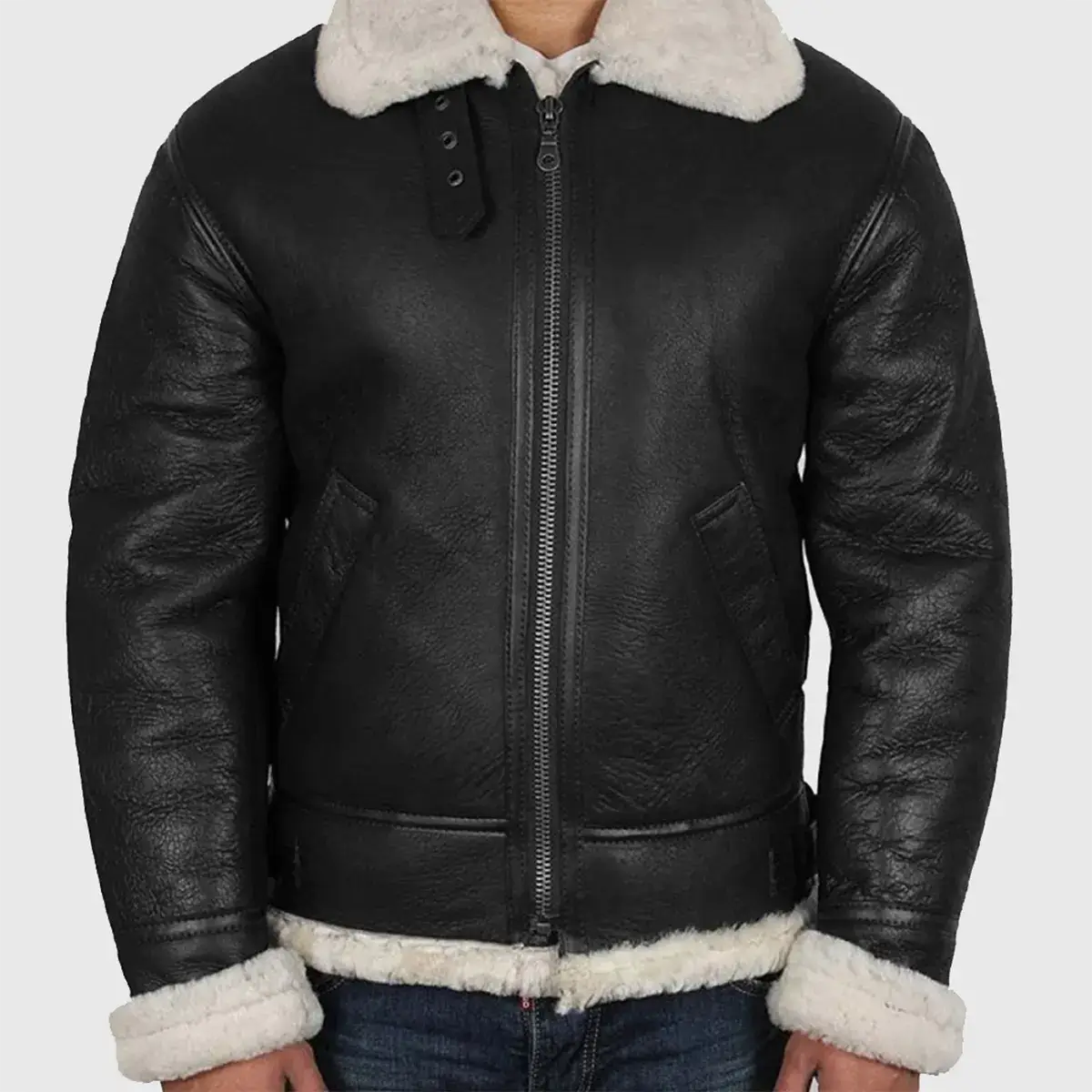 Black Leather Bomber Jacket