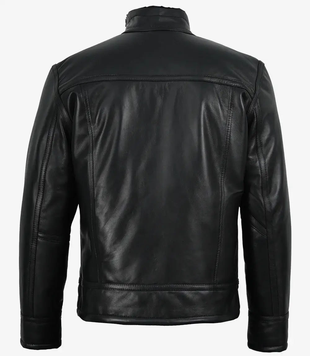 Cowhide Leather Bomber Jacket Back Side View